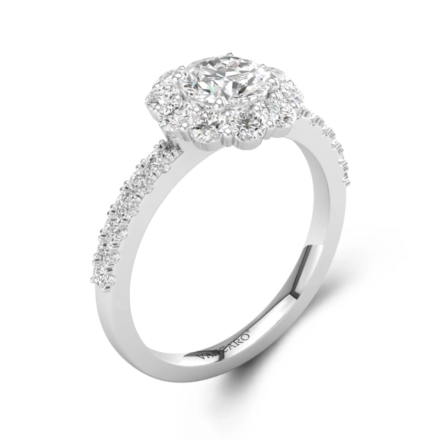 Flower Halo Engagement Ring 1.00ct Cubic Zirconia