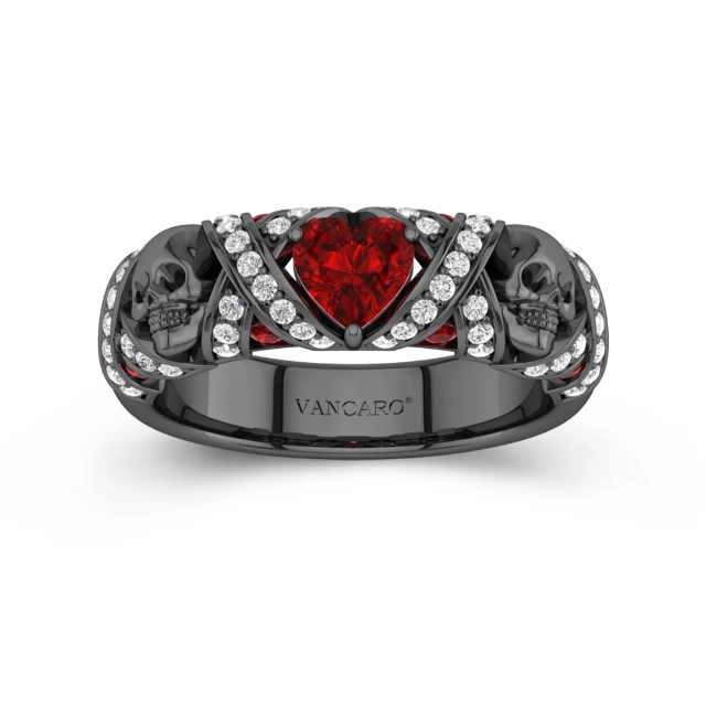 Garnet Red Cubic Zirconia Wedding Band