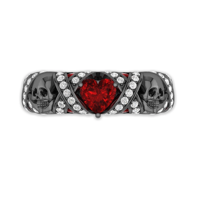 Garnet Red Cubic Zirconia Wedding Band