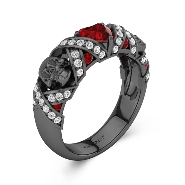 Garnet Red Cubic Zirconia Wedding Band