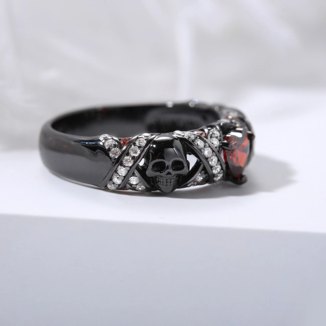 Garnet Red Cubic Zirconia Wedding Band