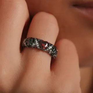 Garnet Red Cubic Zirconia Wedding Band