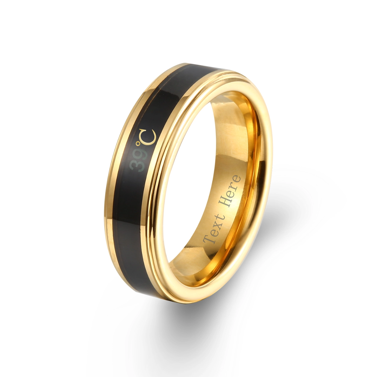 Classic Men Wedding Band 18K Yellow Gold Tungsten Steel