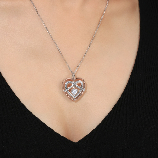 Classic Heart Knot Pendant Necklace White Heart