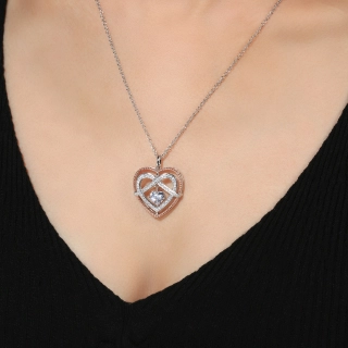 Classic Heart Knot Pendant Necklace White Heart