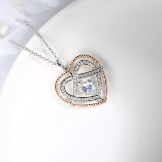 Classic Heart Knot Pendant Necklace White Heart