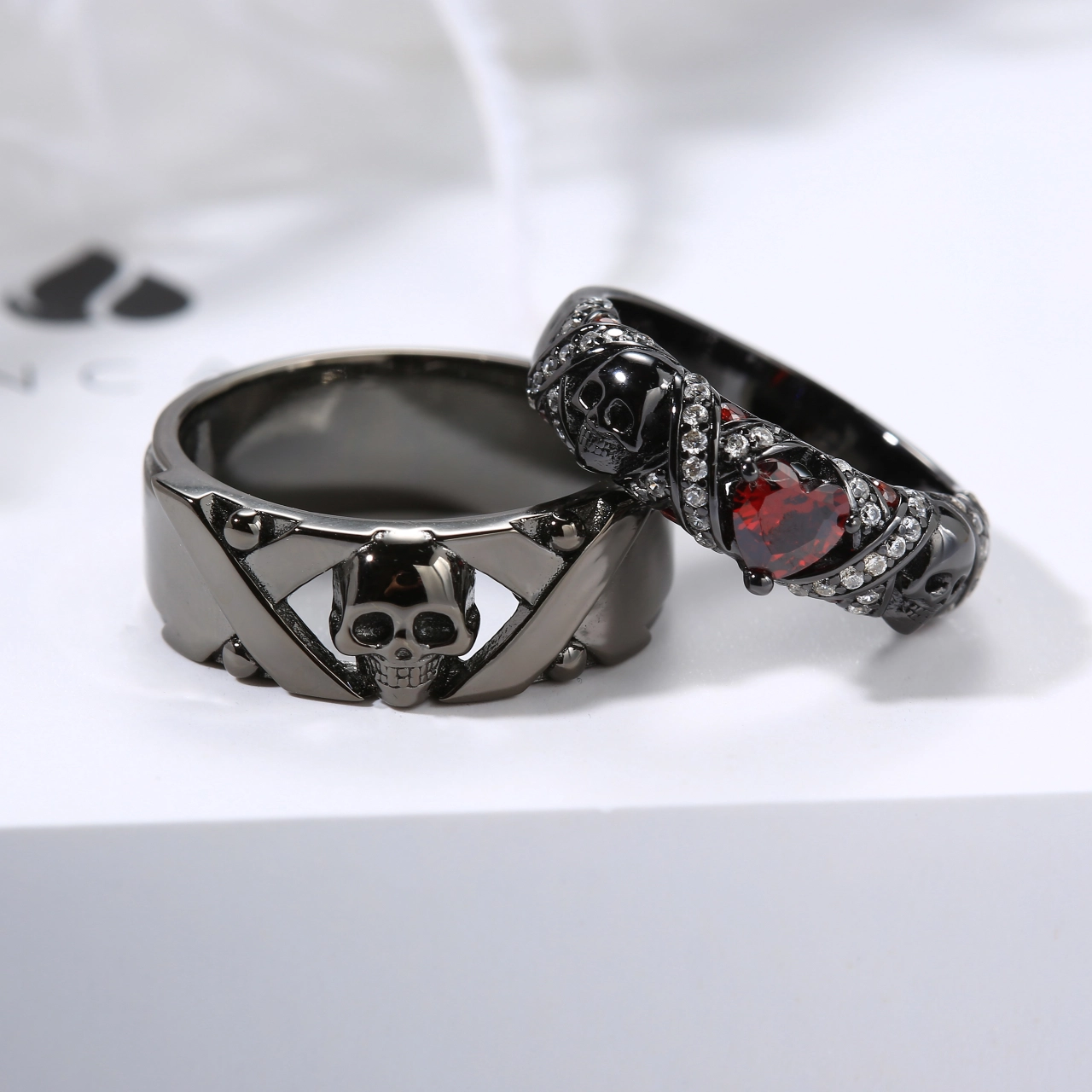 Gothic Skull Ring Jewelry Set