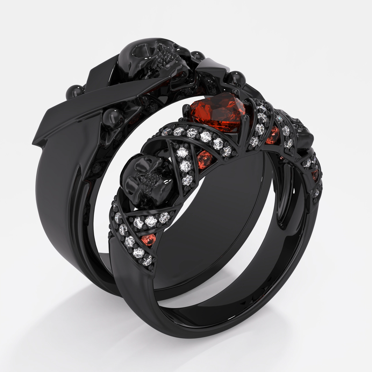 Gothic Skull Ring Jewelry Set