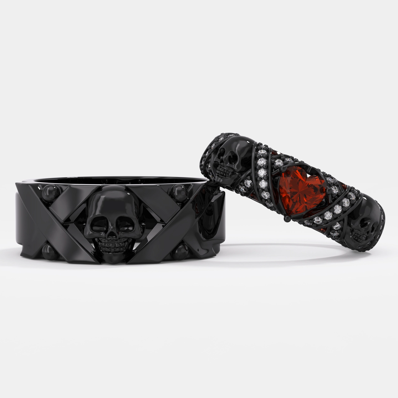 Gothic Skull Ring Jewelry Set