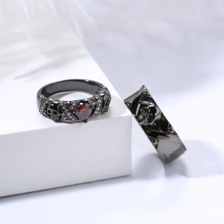 Gothic Skull Ring Jewelry Set