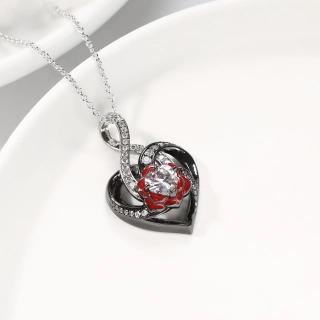 Nature Heart Rose Pendant Necklace White Heart