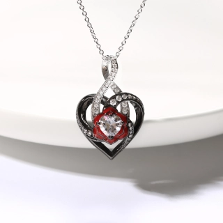 Nature Heart Rose Pendant Necklace White Heart