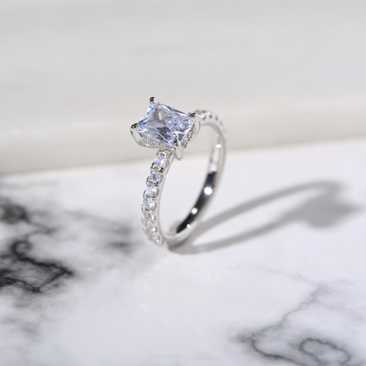 Hidden Halo Engagement Ring 1.50ct Cubic Zirconia