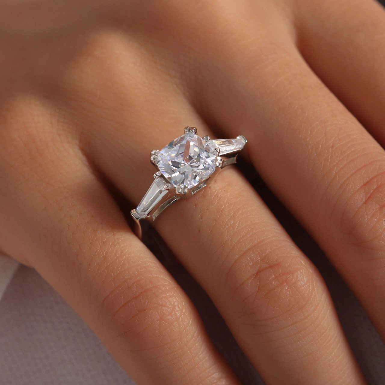 Three Stone Engagement Ring 3.00ct Cubic Zirconia