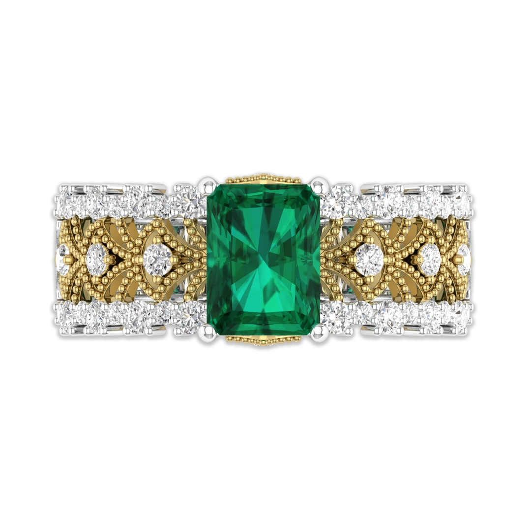 Emerald Green Cubic Zirconia Engagement Ring