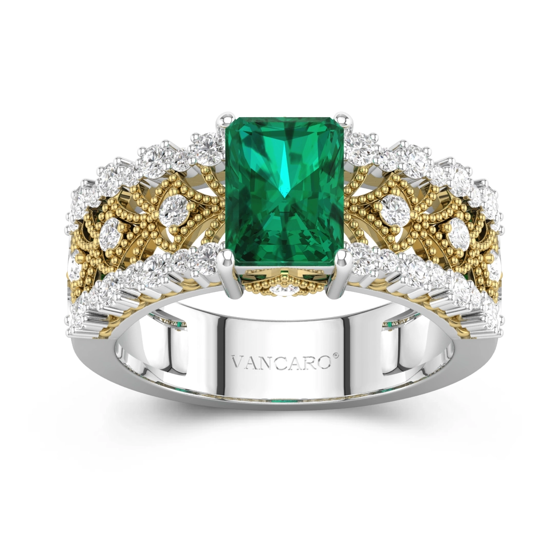 Emerald Green Cubic Zirconia Engagement Ring