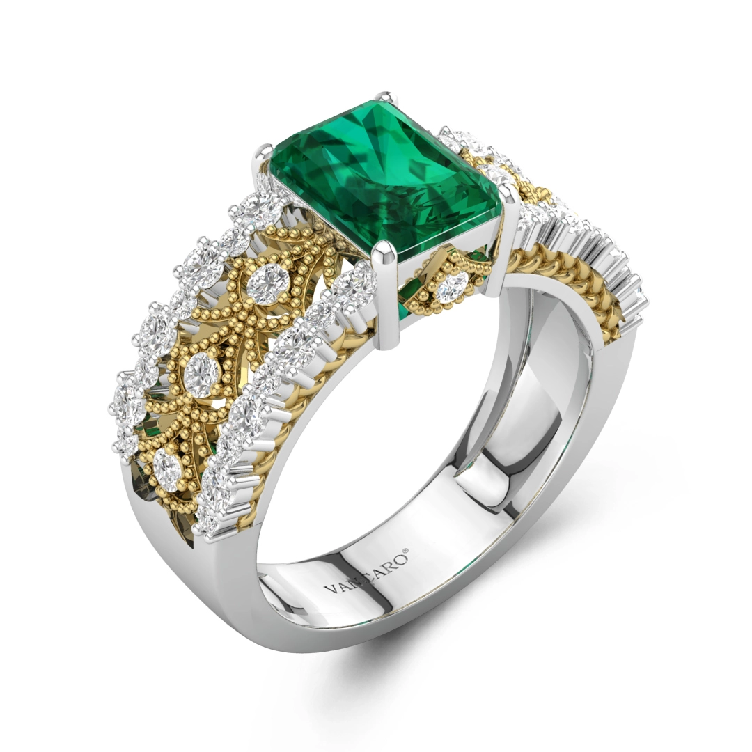 Emerald Green Cubic Zirconia Engagement Ring