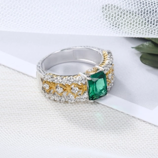 Emerald Green Cubic Zirconia Engagement Ring