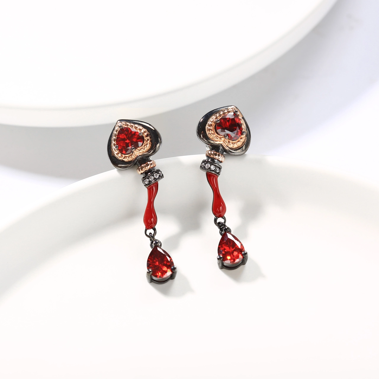 Unique Bottle Heart Drop Earrings