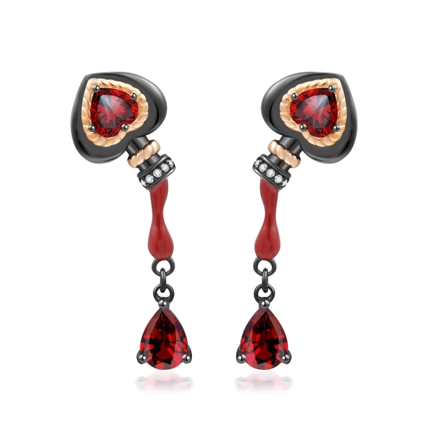 Unique Bottle Heart Drop Earrings