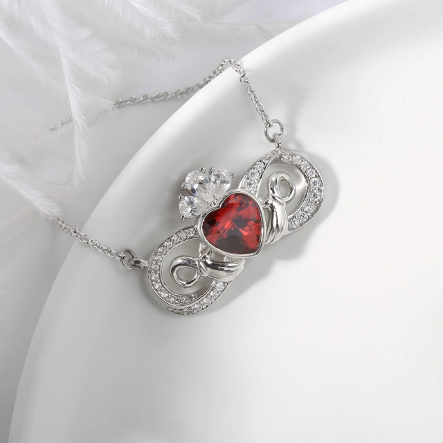 Unique Claddagh Pendant Necklace Garnet Red Heart