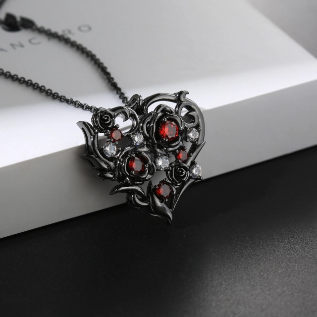 Gothic Nature Rose Pendant Necklace