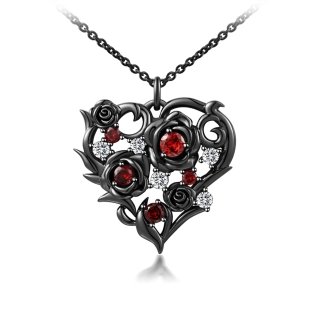 Gothic Nature Rose Pendant Necklace