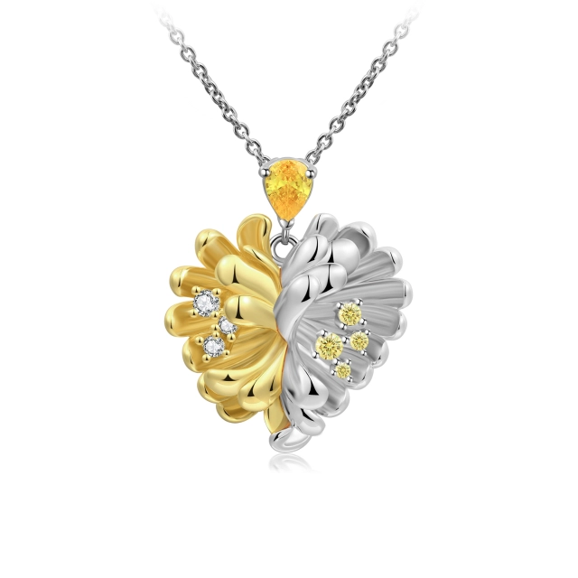 Nature Flower Pendant Necklace Yellow Pear