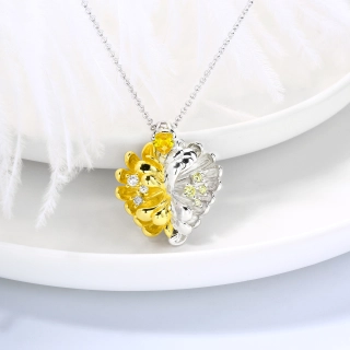 Nature Flower Pendant Necklace Yellow Pear