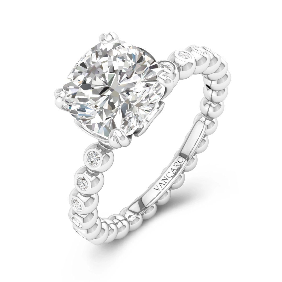 Half Eternity Classic Prong Engagement Ring Cubic Zirconia 3.00ct Cushion 925 Sterling Silver