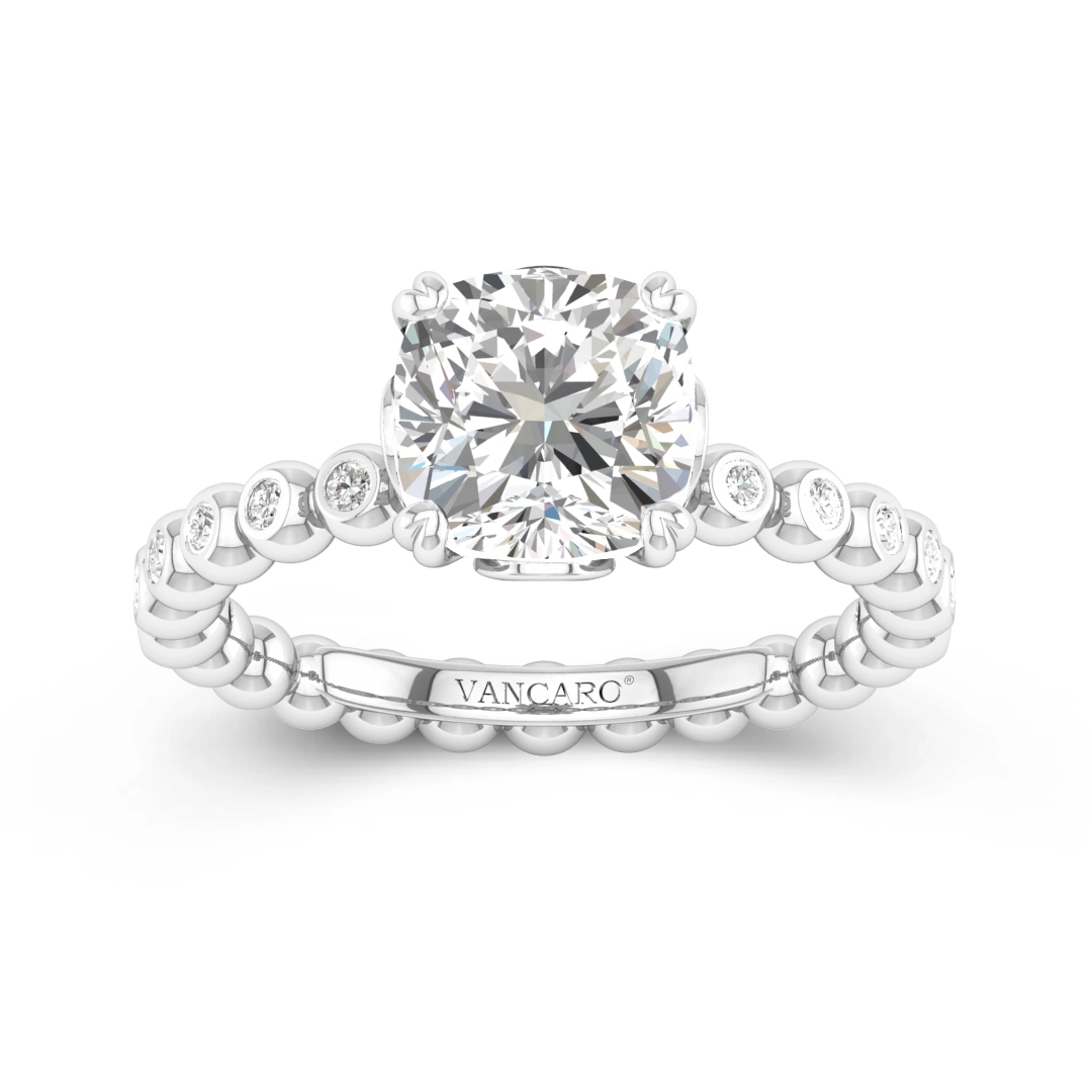 Half Eternity Classic Prong Engagement Ring Cubic Zirconia 3.00ct Cushion 925 Sterling Silver