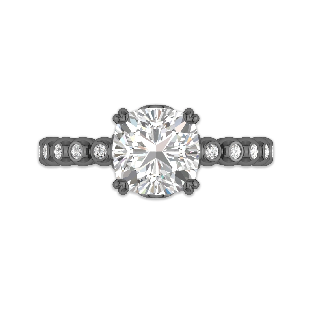 Beaded Flush Engagement Ring 3.00ct Cubic Zirconia