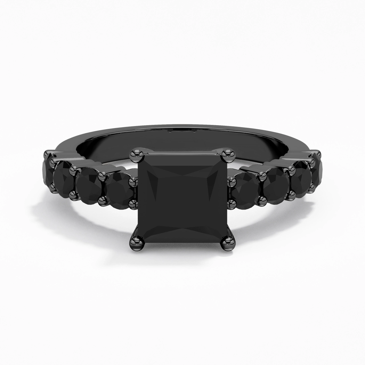 Black Cubic Zirconia Engagement Ring