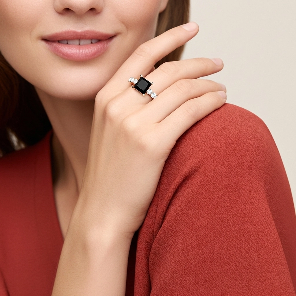 Noir Zircon cubique Bague de fiançailles