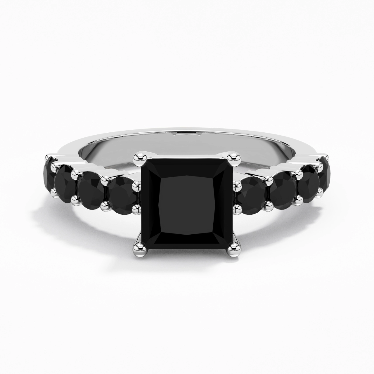 Black Cubic Zirconia Engagement Ring