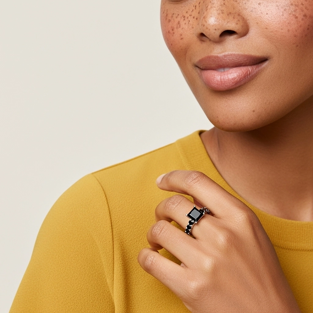 Black Cubic Zirconia Engagement Ring