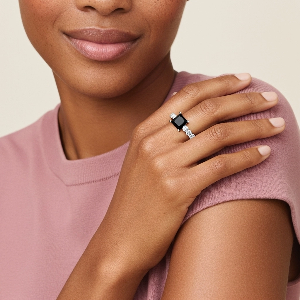 Noir Zircon cubique Bague de fiançailles
