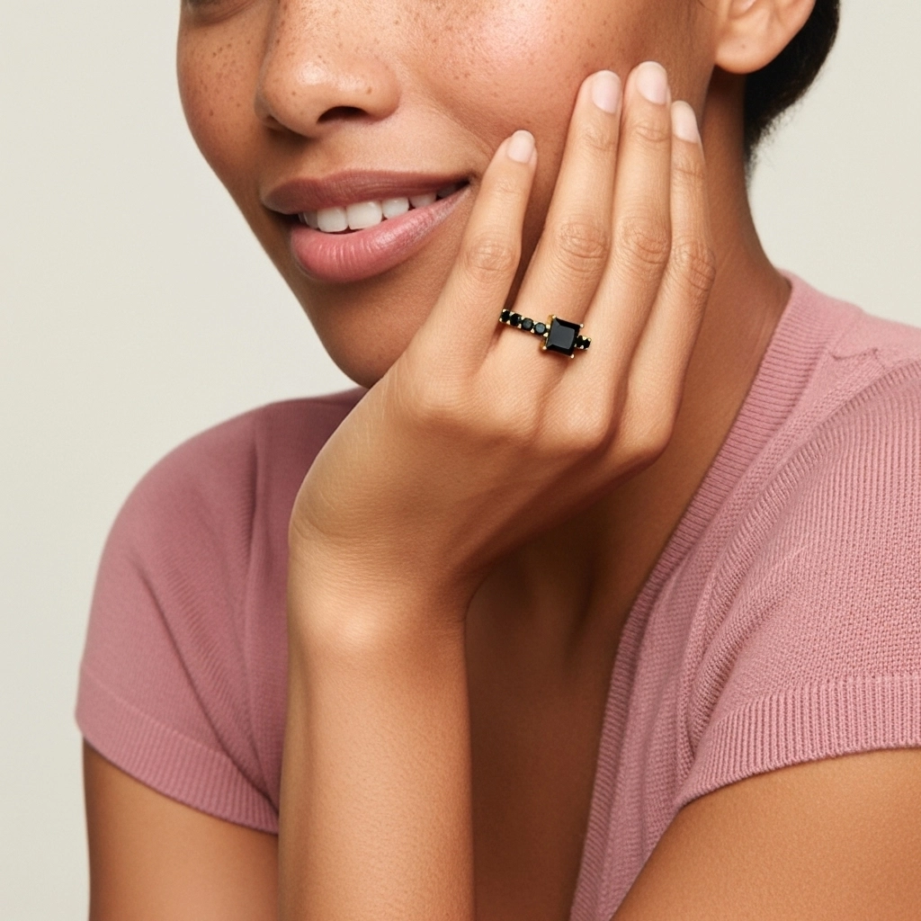 Black Cubic Zirconia Engagement Ring