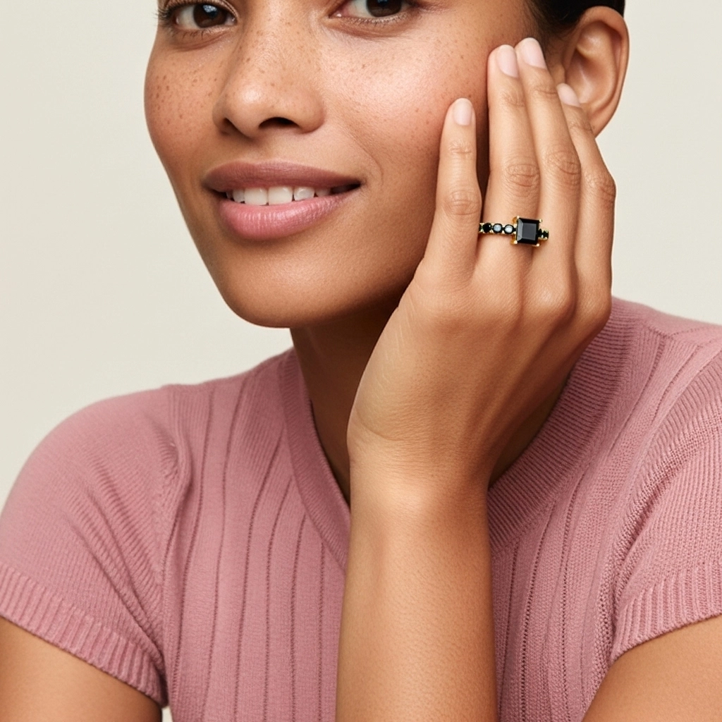 Black Cubic Zirconia Engagement Ring