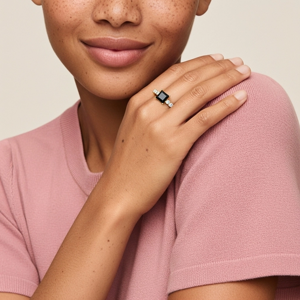 Noir Zircon cubique Bague de fiançailles