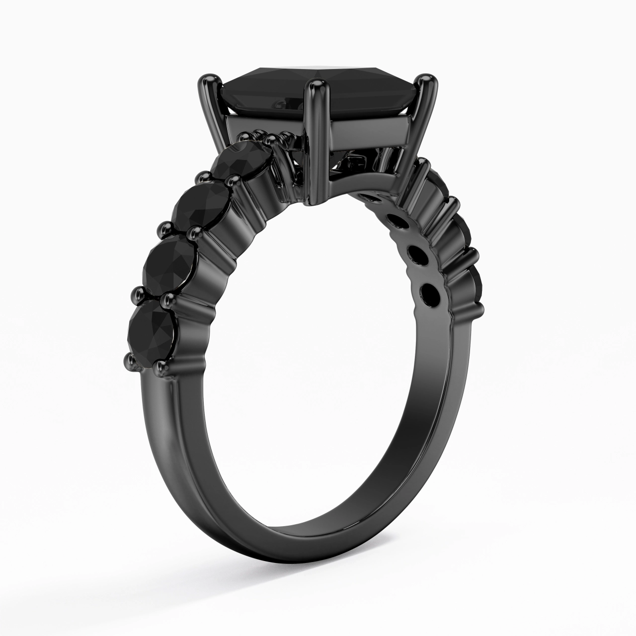 Black Cubic Zirconia Engagement Ring