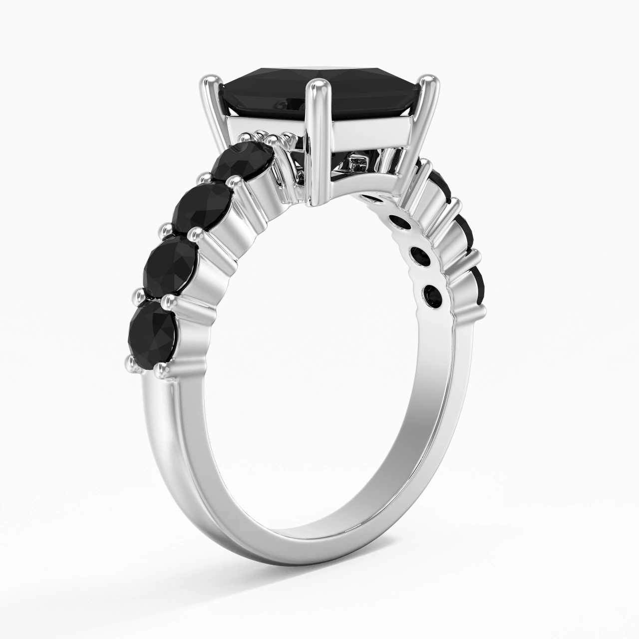 Black Cubic Zirconia Engagement Ring