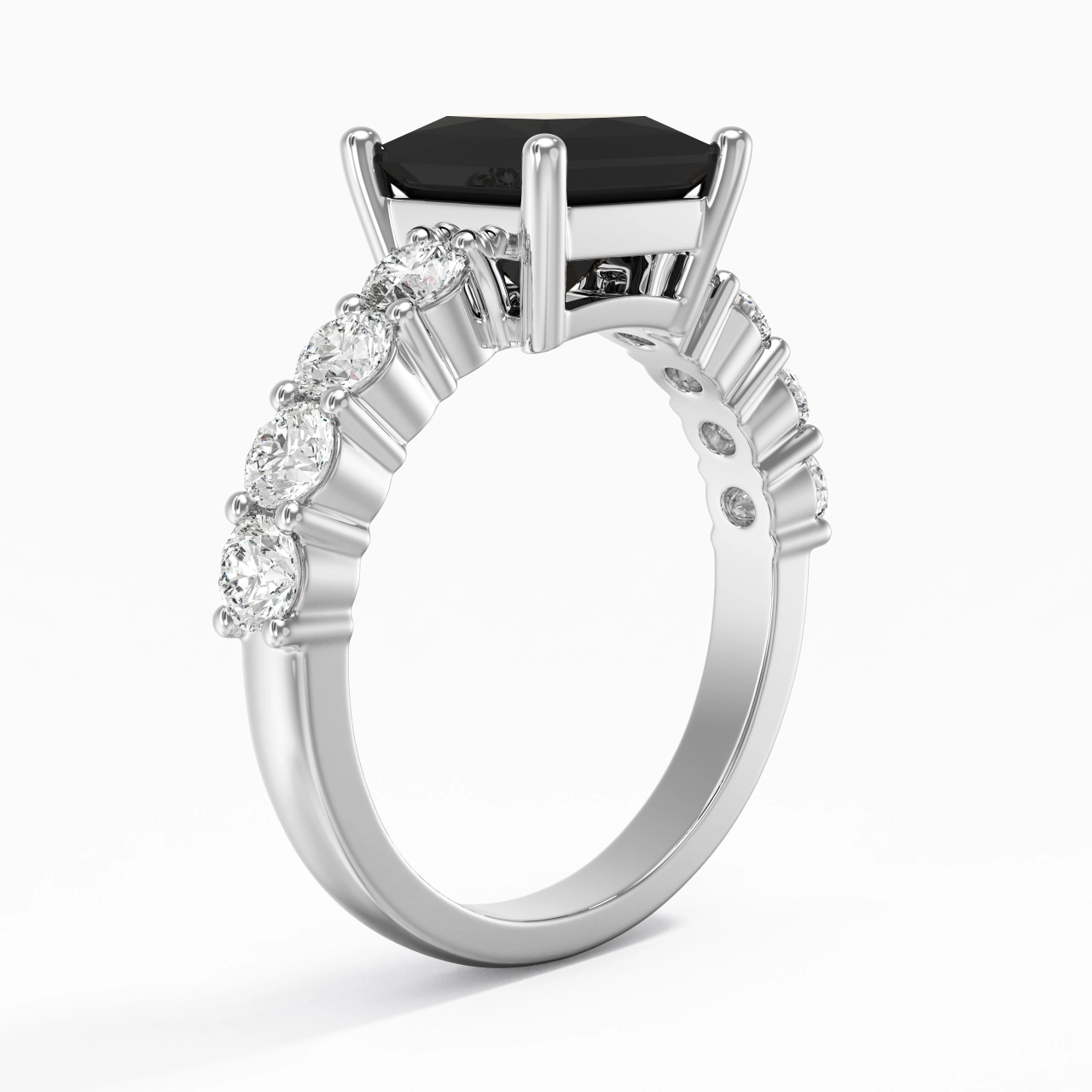 Black Cubic Zirconia Engagement Ring