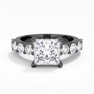 925 Sterling Silver Pavé Traditional Shank Engagement Ring