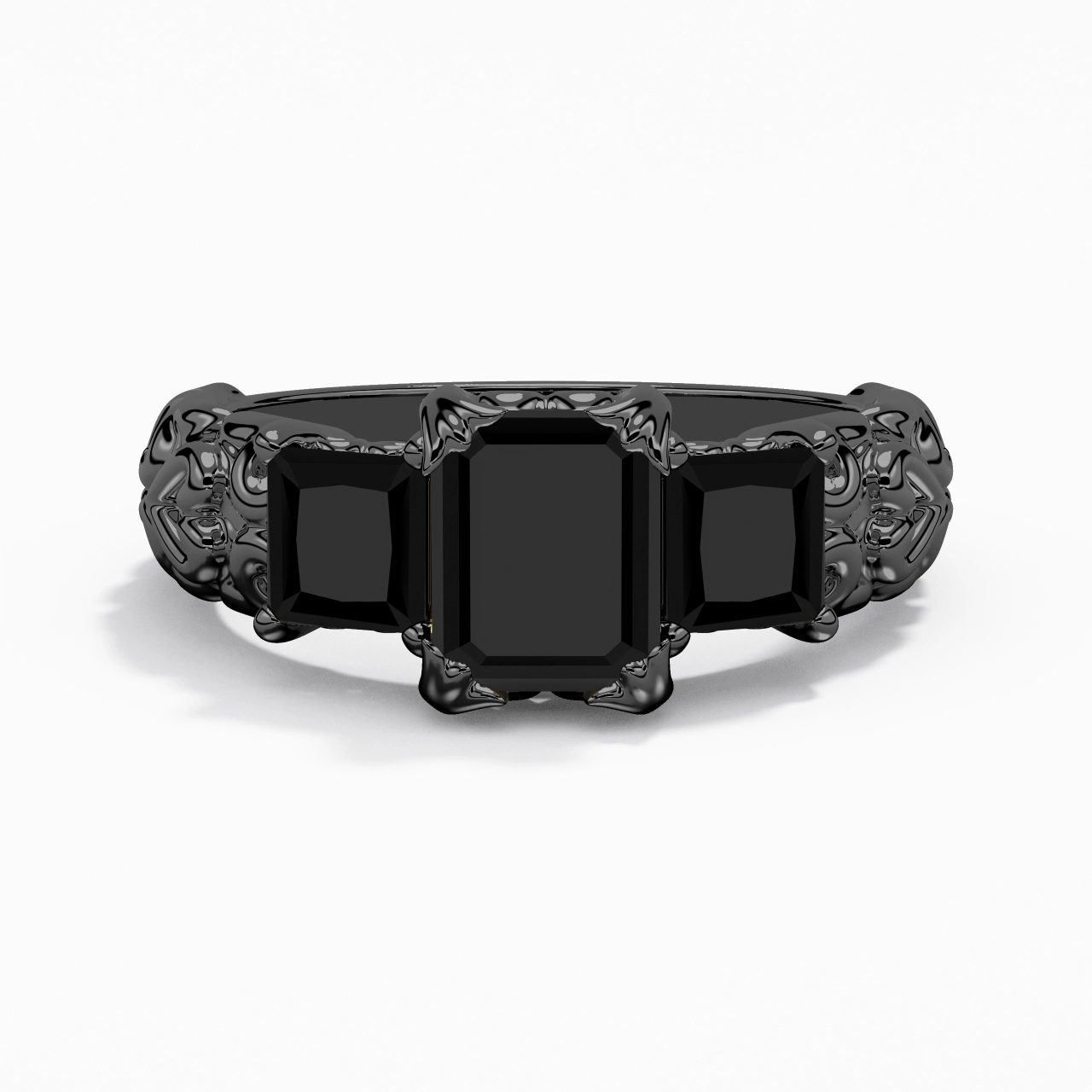 White Black Cubic Zirconia Engagement Ring