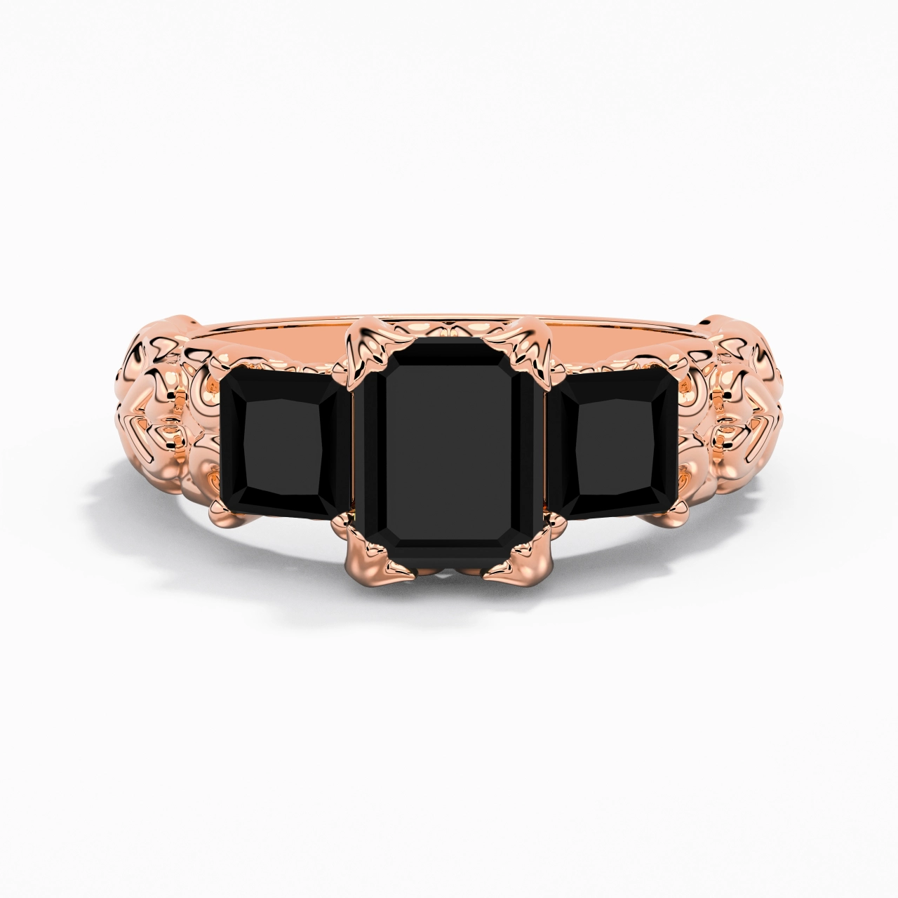 White Black Cubic Zirconia Engagement Ring