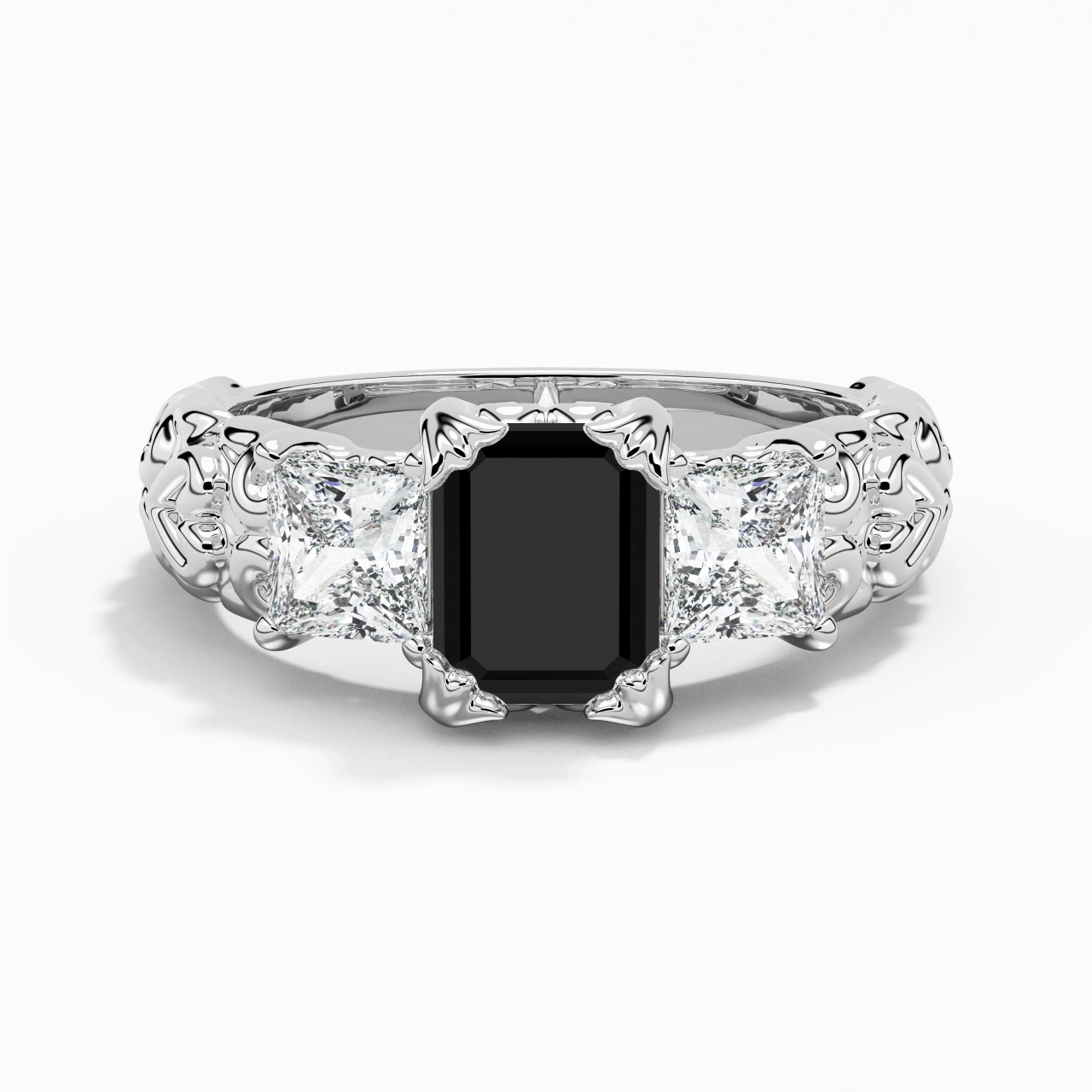 Black Cubic Zirconia Engagement Ring
