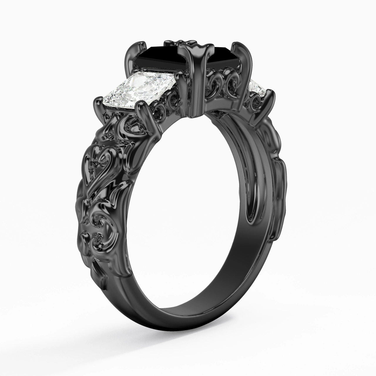 Noir Zircon cubique Bague de fiançailles