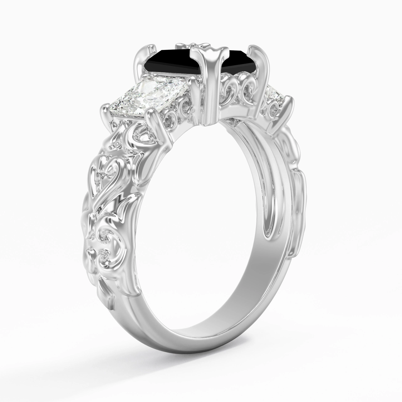 Black Cubic Zirconia Engagement Ring