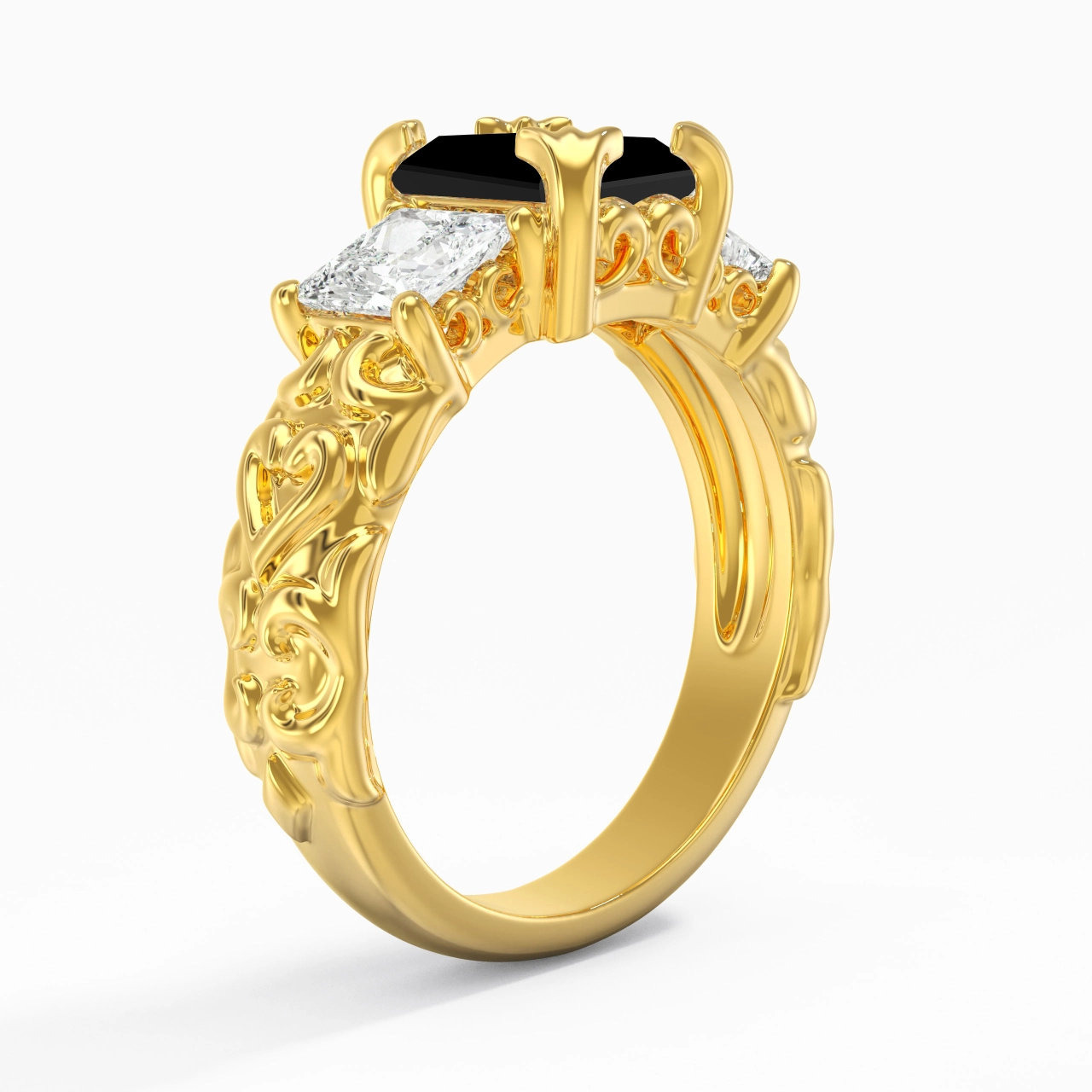 Black Cubic Zirconia Engagement Ring